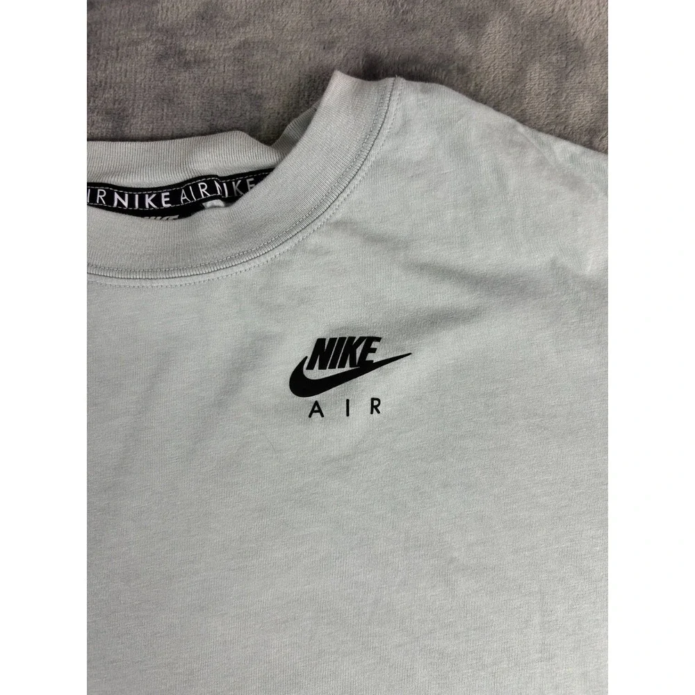 Y2K Nike Air Long Sleeve Shirt Women's Medium Pale Green Logo‎ Sleeve Graphic